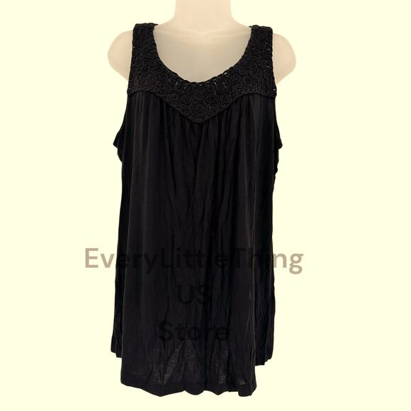 Avenue Tank Top Sleeveless Blouse Plus Size 18/20 Rayon Stretch Textured Flowy - Picture 2 of 6
